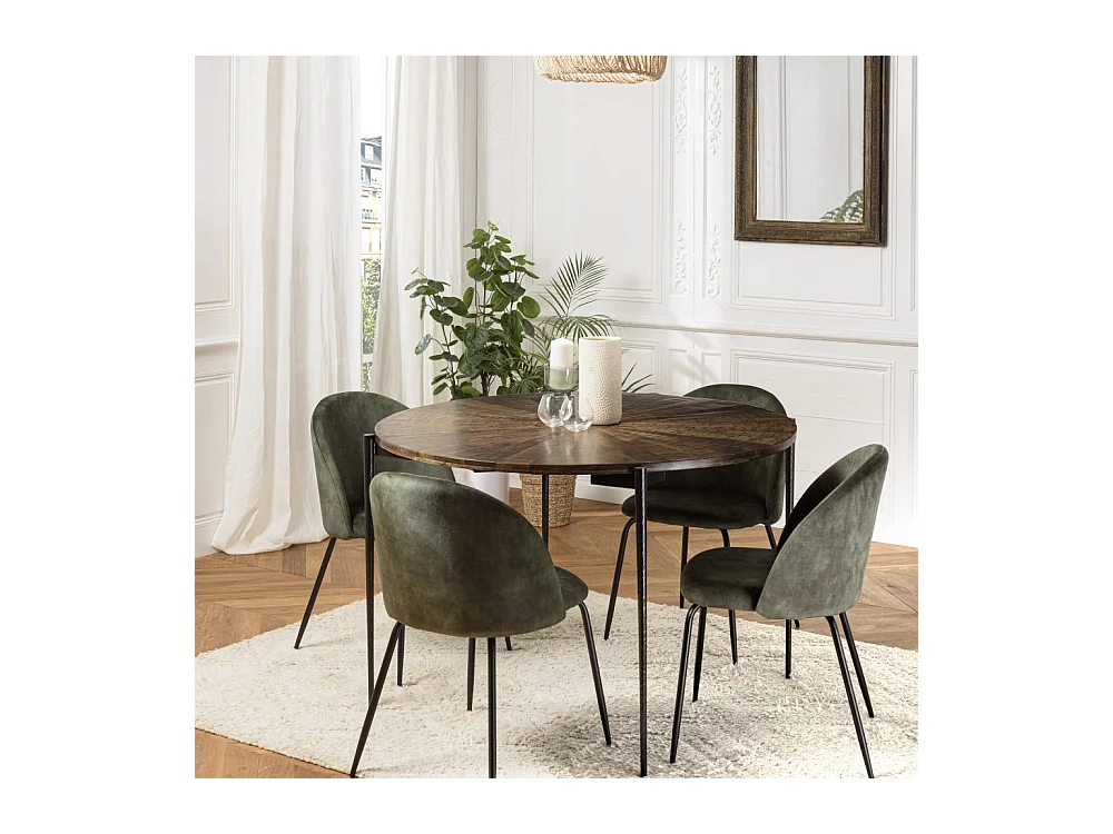 KIARA - Table à manger ronde 120x120cm en bois recyclé