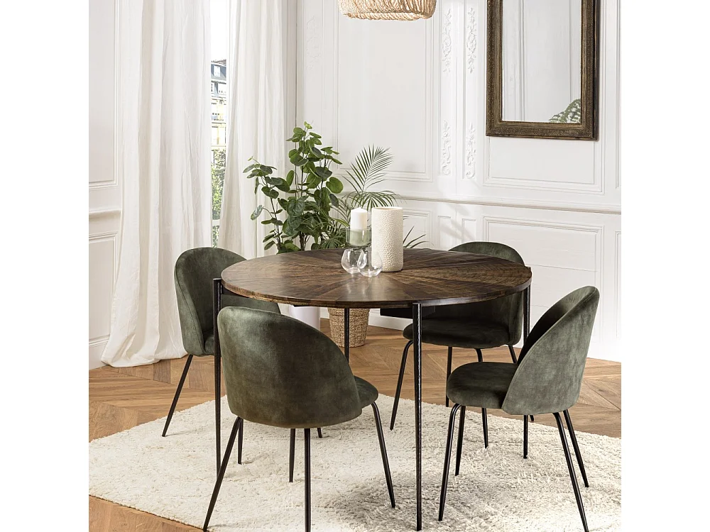 KIARA - Table à manger ronde 120x120cm en bois recyclé