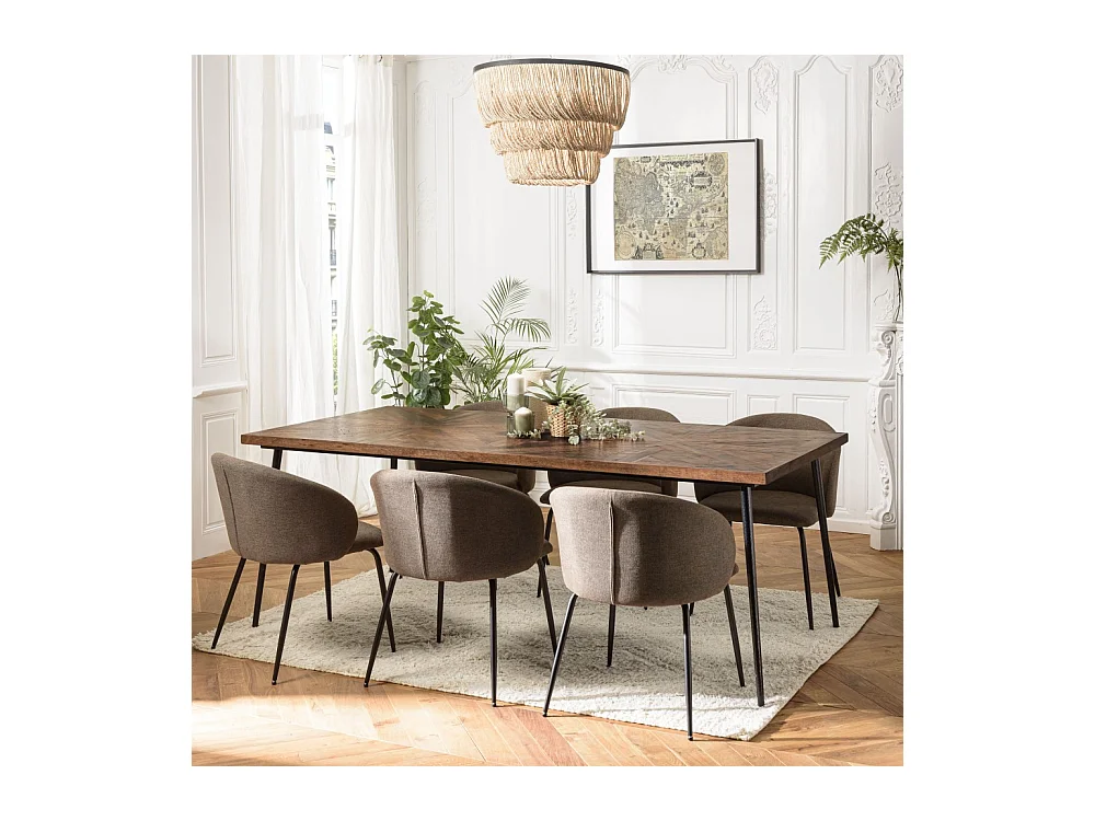 KIARA - Table à manger rectangulaire 220x100cm bois recyclé