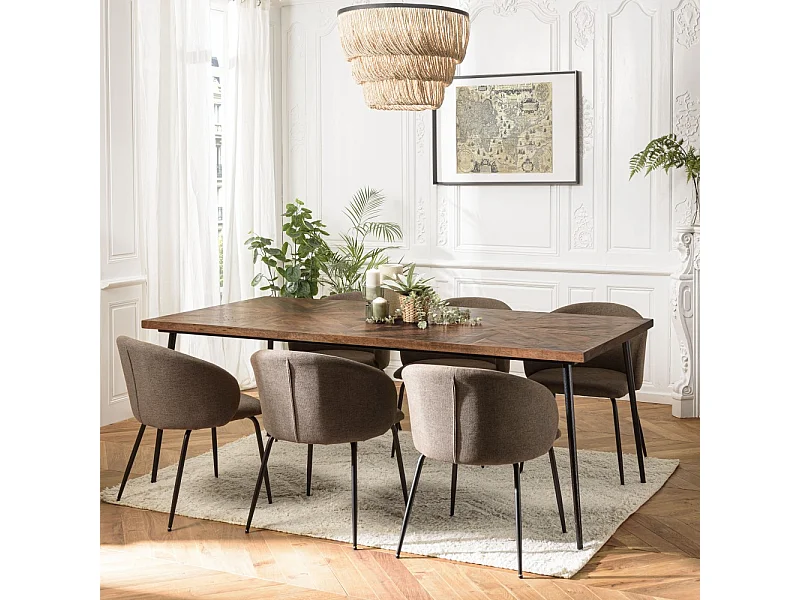 KIARA - Table à manger rectangulaire 220x100cm bois recyclé