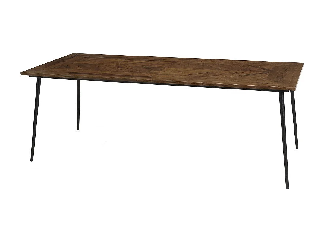 KIARA - Table à manger bois recyclé rect. 220x100cm formes géométriques