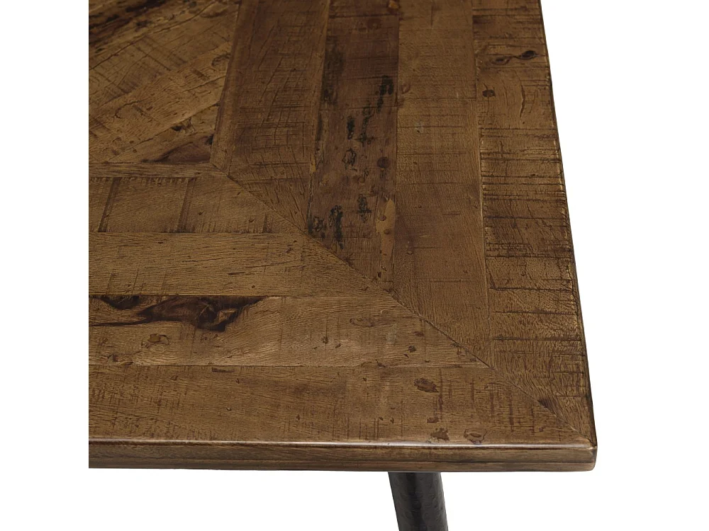 KIARA - Table à manger bois recyclé rect. 220x100cm formes géométriques