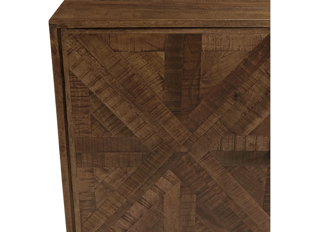 KIARA - Buffet 3 portes bois recyclé formes symétriques pieds noir