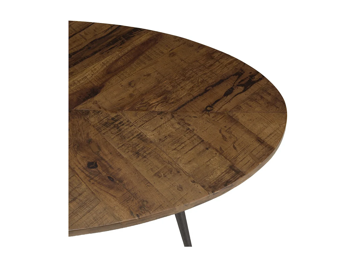 KIARA - Table basse en bois recyclé ovale 135x70cm plateau chevrons