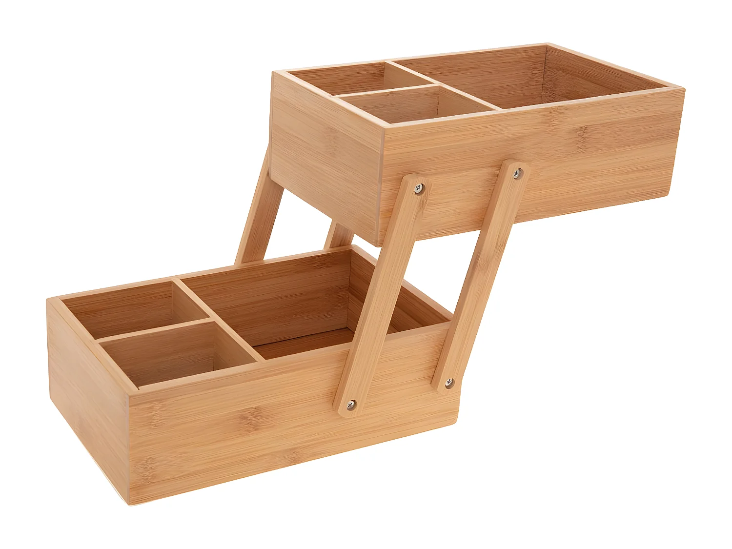 Organiseur Rangement maquillage 2 étages 6 compartiments en Bambou