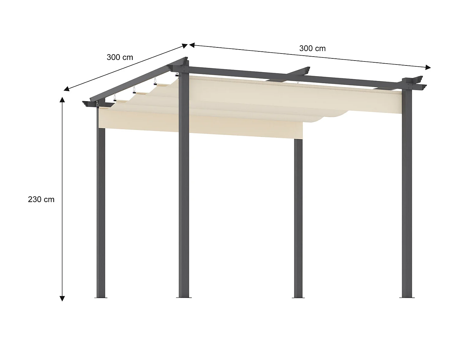 Gazebo pergola da giardino 3x3 mod. Havana