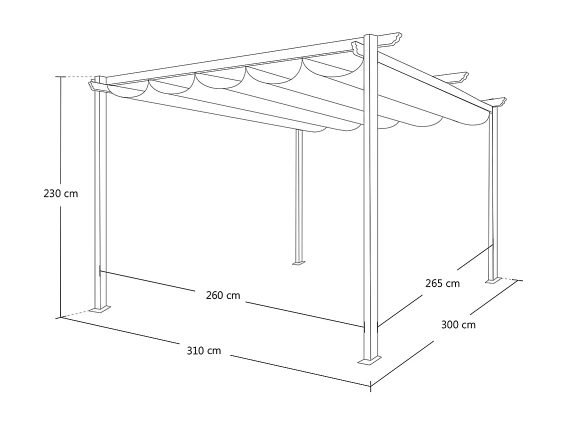 Gazebo pergola da giardino 3x3 mod. Havana