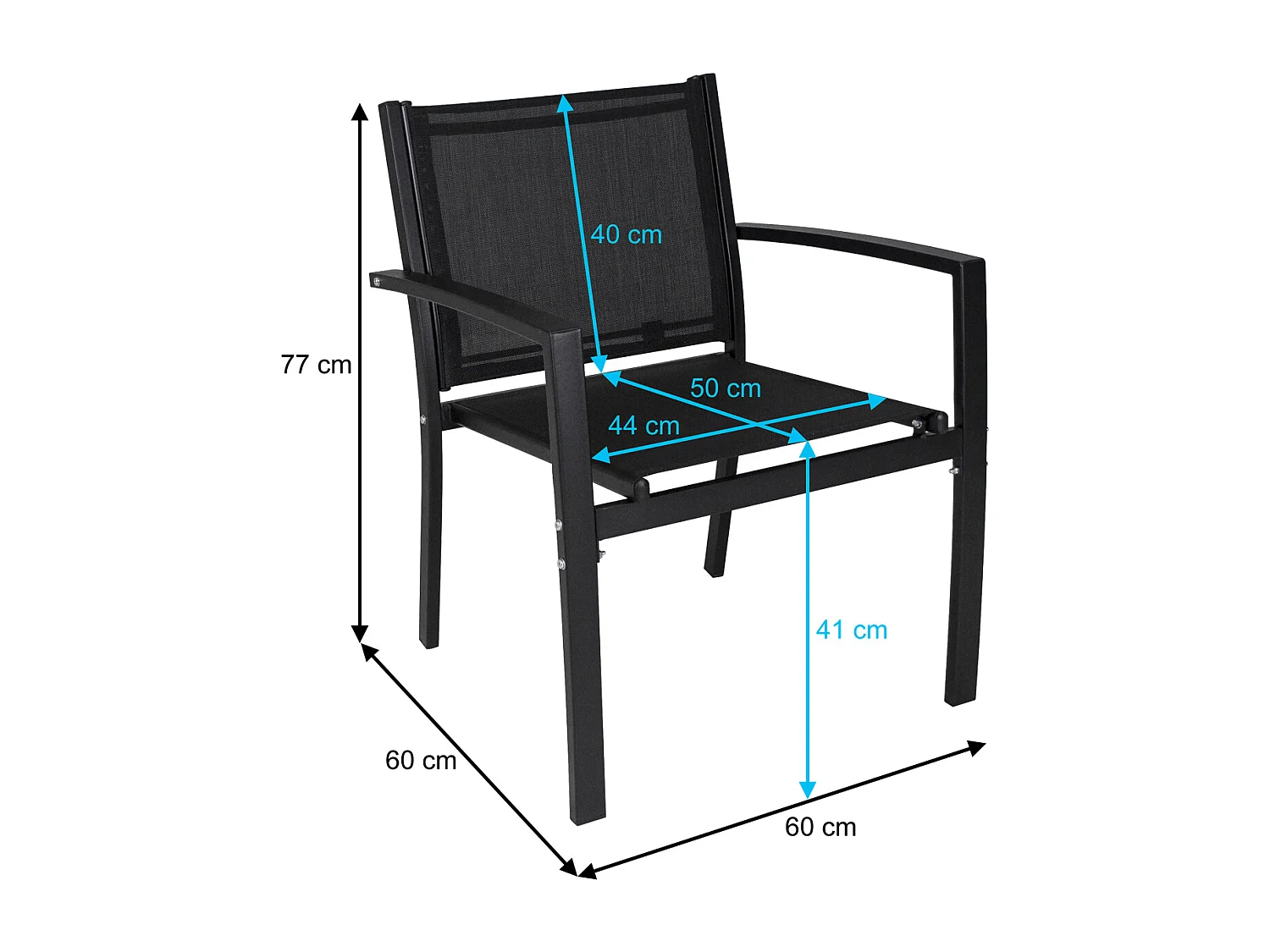 Set salotto da giardino in textilene nero, salotto da esterno mod. Capri