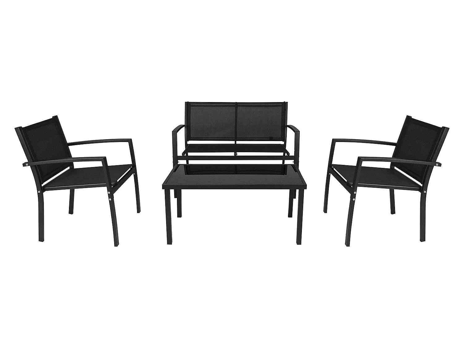 Set salotto da giardino in textilene nero, salotto da esterno mod. Capri