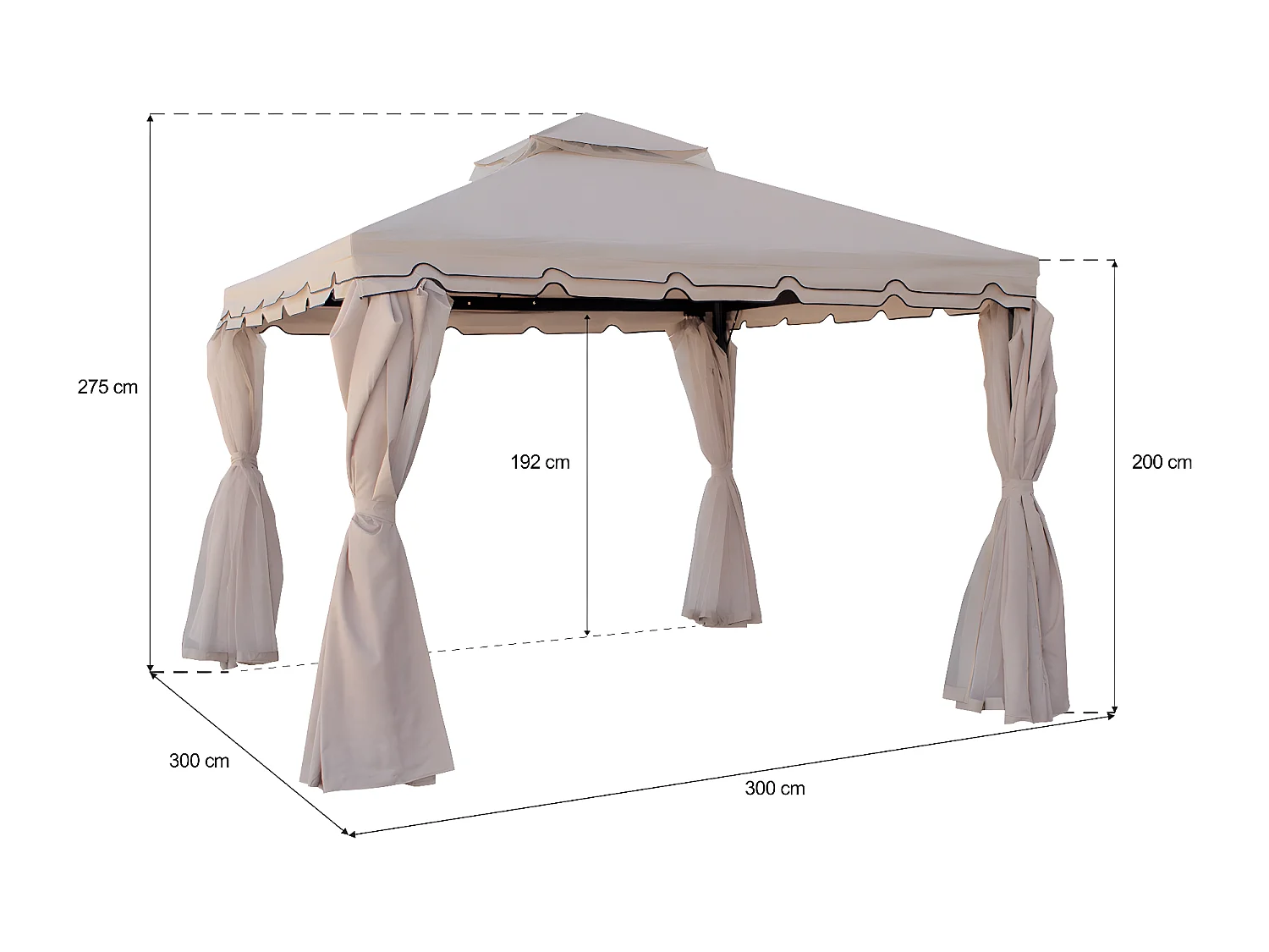 Gazebo da giardino 3×3 con zanzariera mod. Santiago