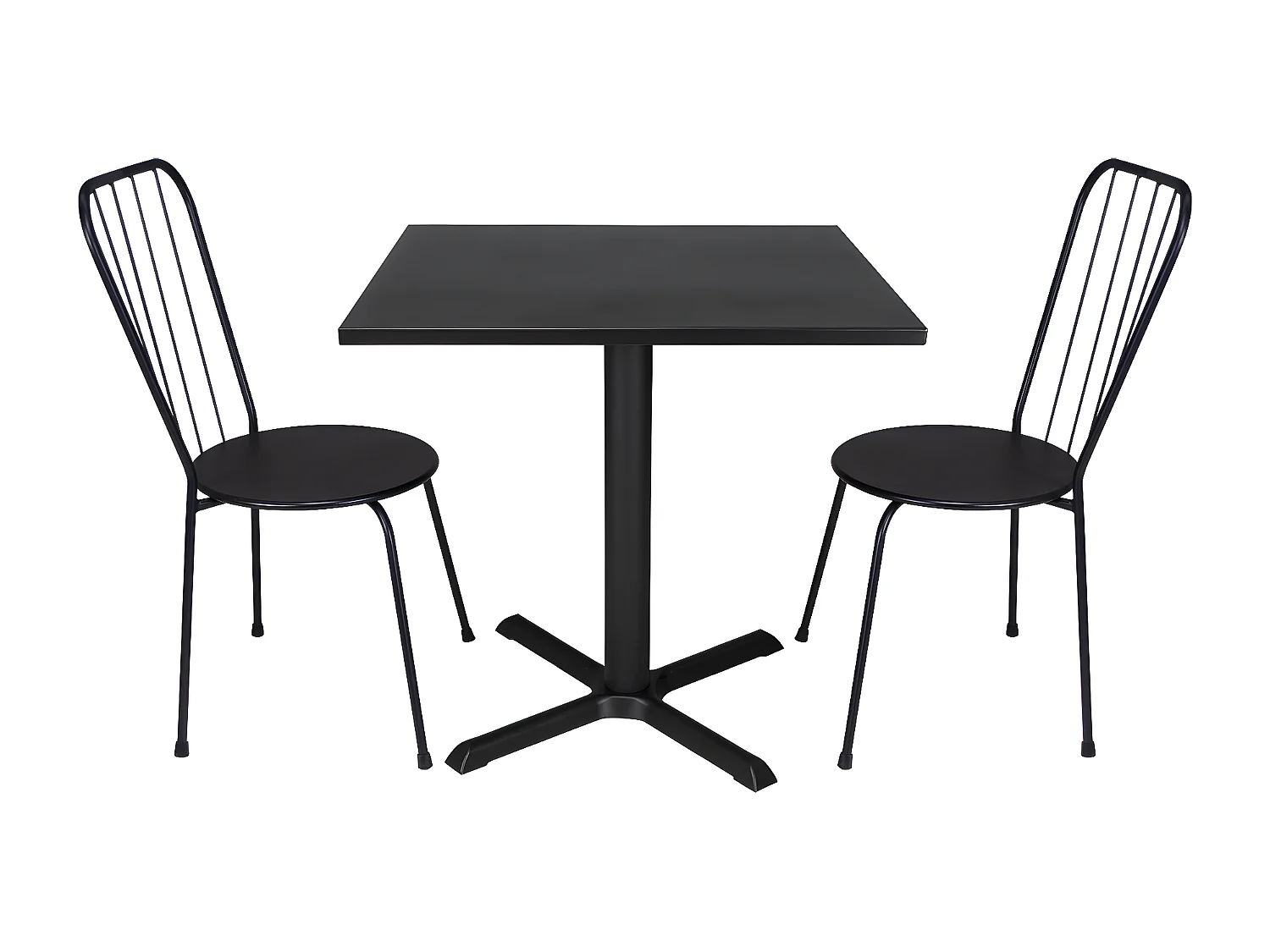 Tavolo bar quadrato 80x80 nero, tavolo da esterno mod. Kevin