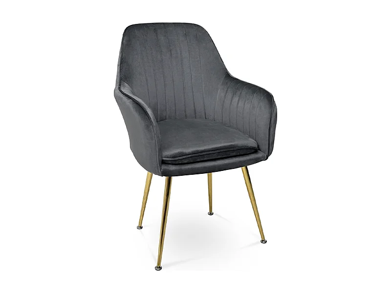 Sedia da pranzo in velluto grigio antracite poltroncina vintage mod. Celine