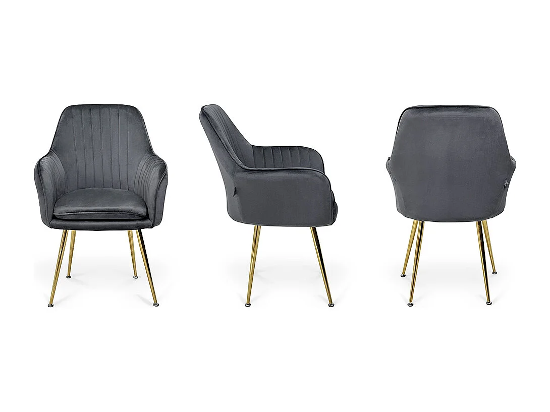 Sedia da pranzo in velluto grigio antracite poltroncina vintage mod. Celine