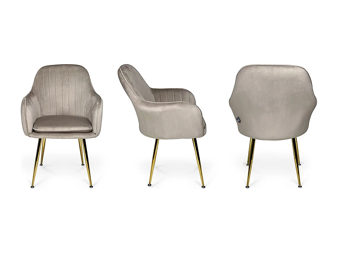 Sedia da pranzo in velluto tortora poltroncina vintage mod. Celine