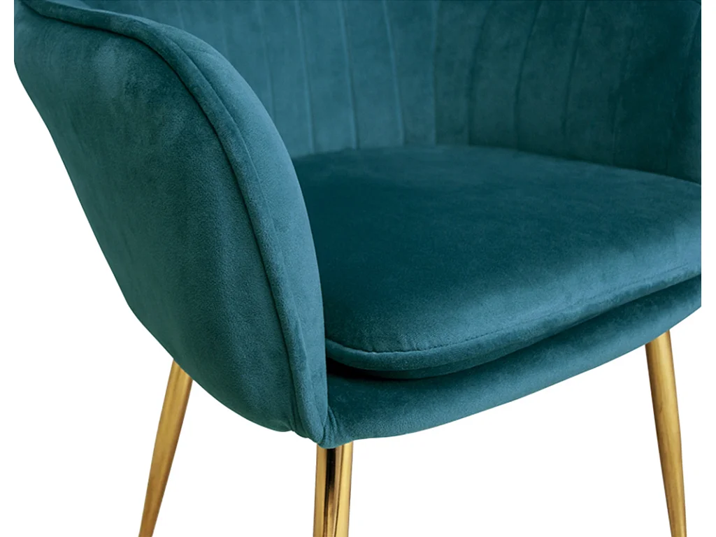 Sedia da pranzo in velluto verde petrolio poltroncina vintage mod. Celine