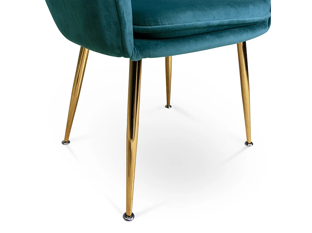 Sedia da pranzo in velluto verde petrolio poltroncina vintage mod. Celine