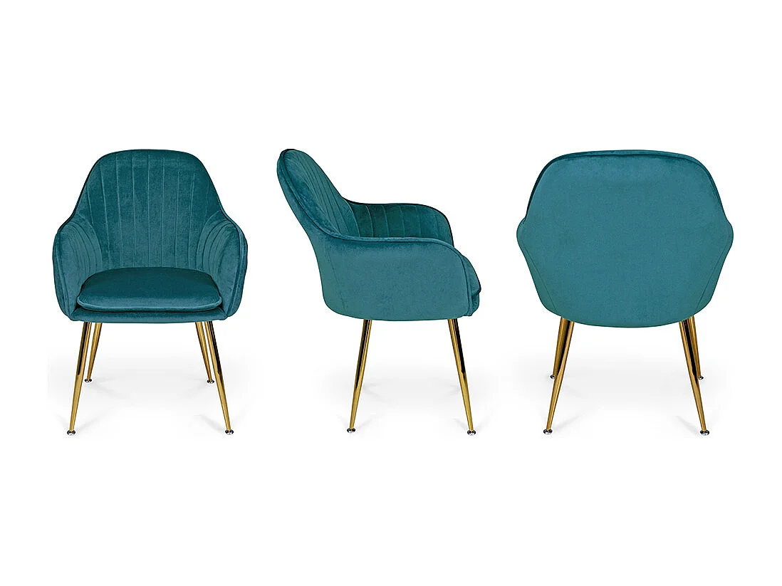 Sedia da pranzo in velluto verde petrolio poltroncina vintage mod. Celine