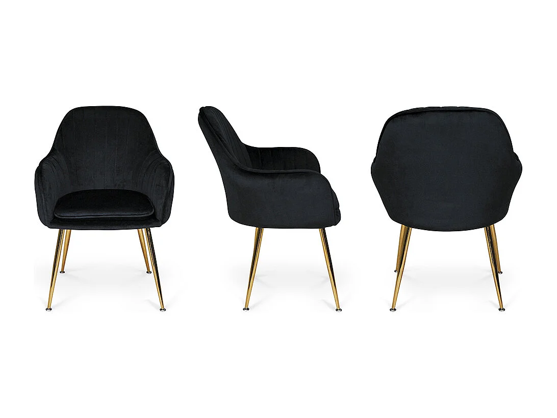 Sedia da pranzo in velluto nero poltroncina vintage mod. Celine