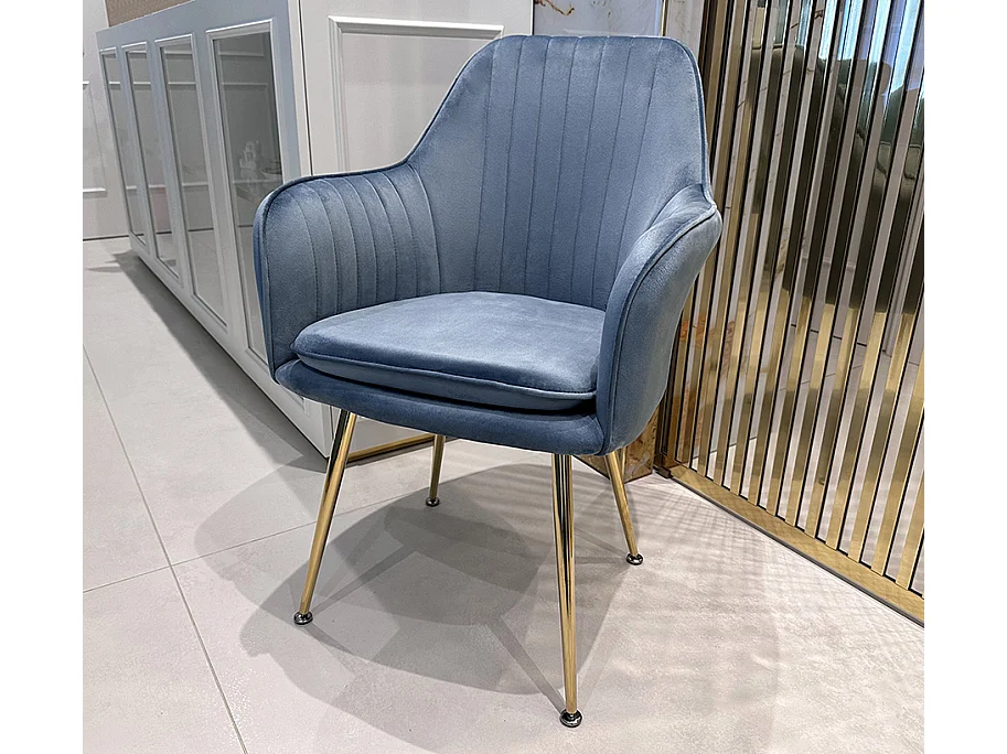 Sedia da pranzo in velluto carta da zucchero poltroncina vintage mod. Celine