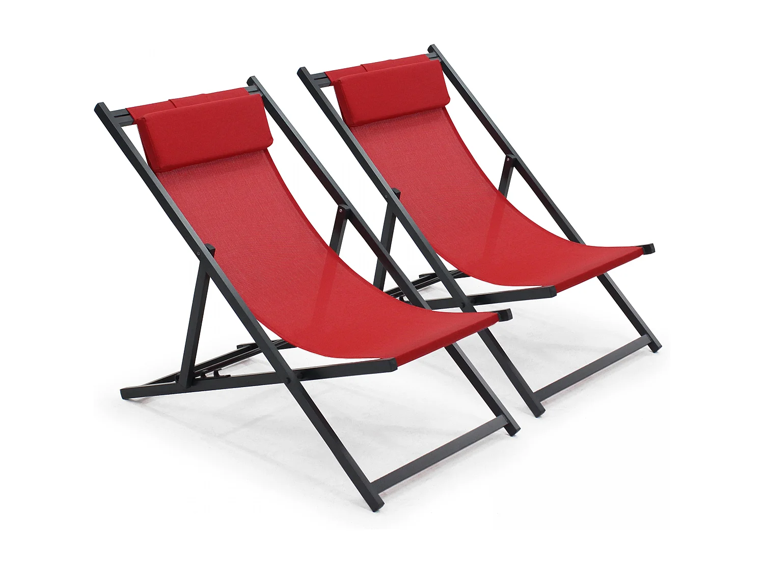 Lot de 2 transats en aluminium rouge