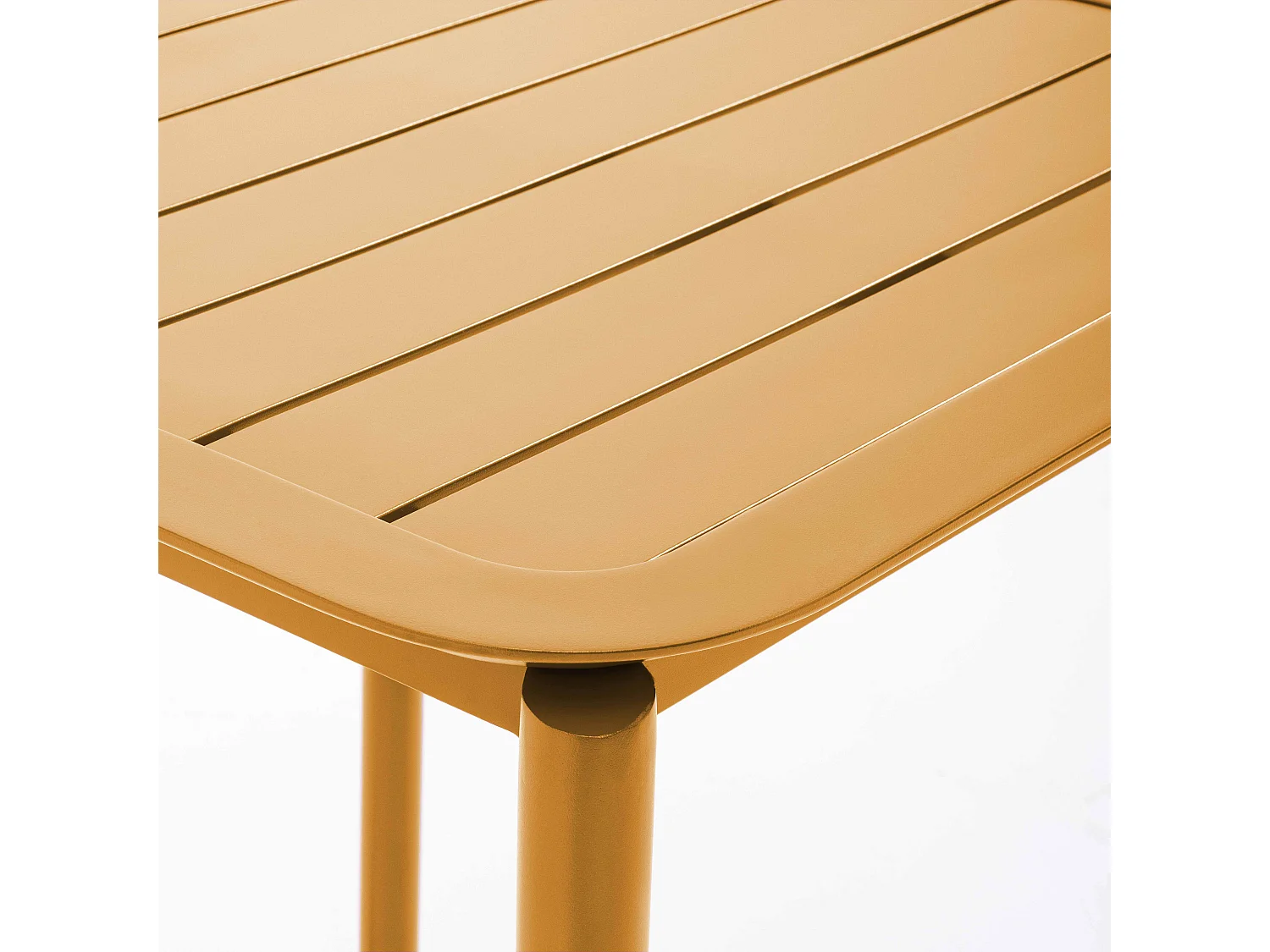Table carrée de terrasse (70x70cm) jaune moutarde