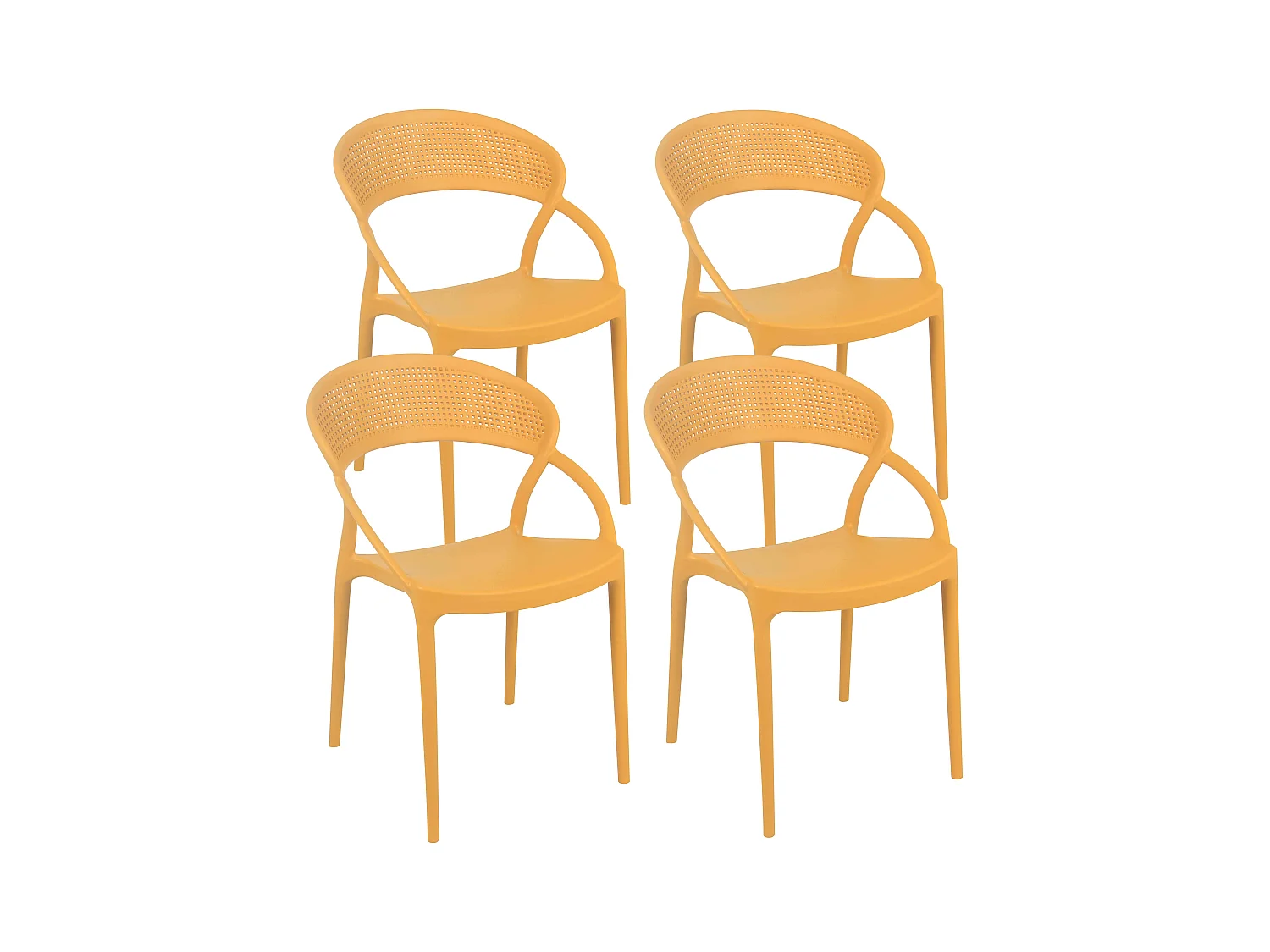 Lot de 4 chaises de terrasse jaune moutarde