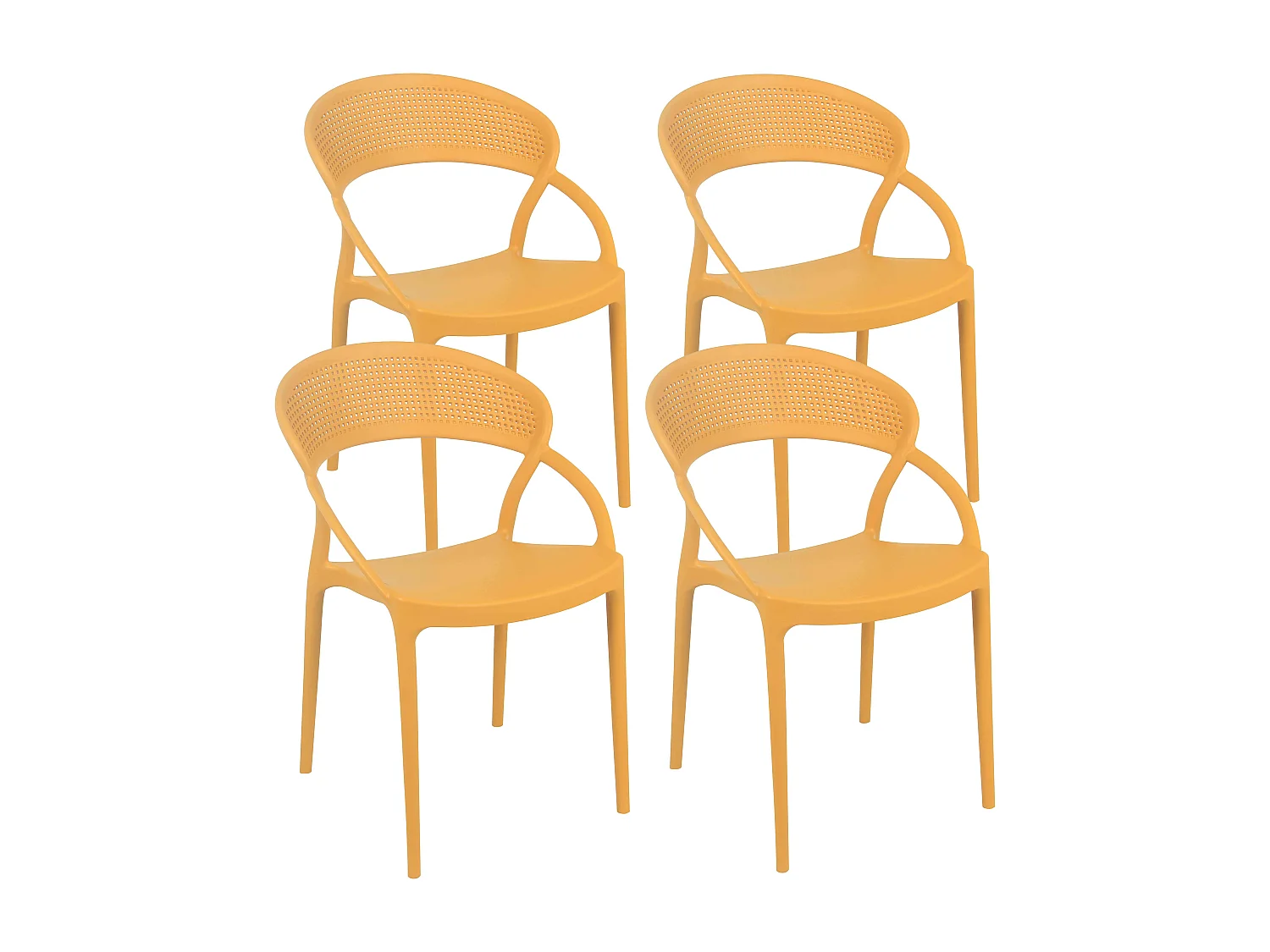 Lot de 4 chaises de terrasse jaune moutarde