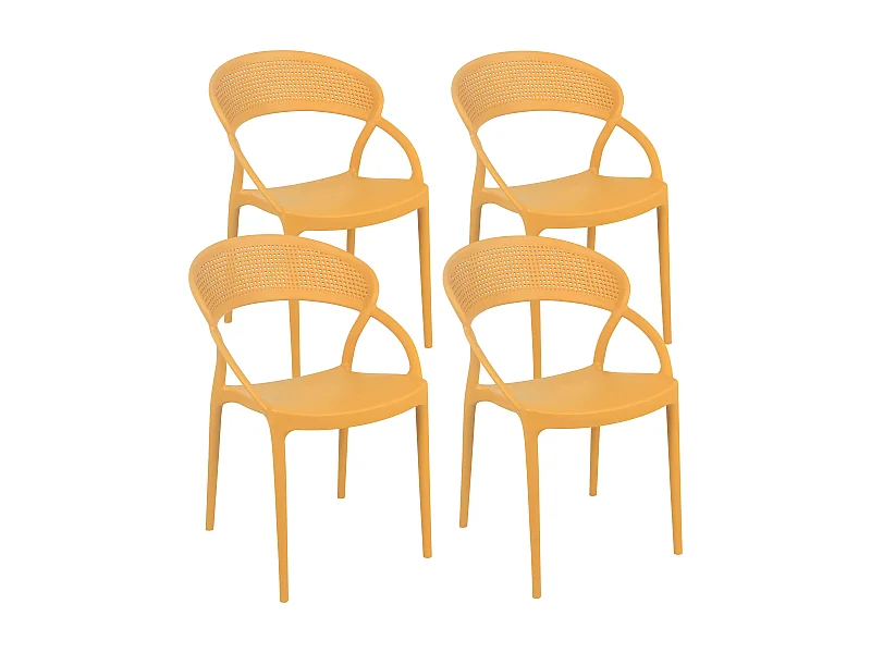 Lot de 4 chaises de terrasse jaune moutarde