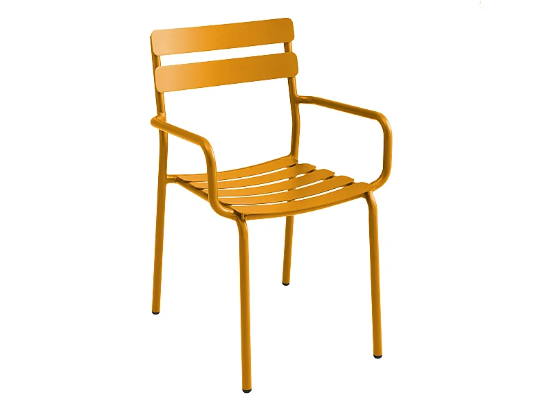 Fauteuil de terrasse en aluminium jaune moutarde