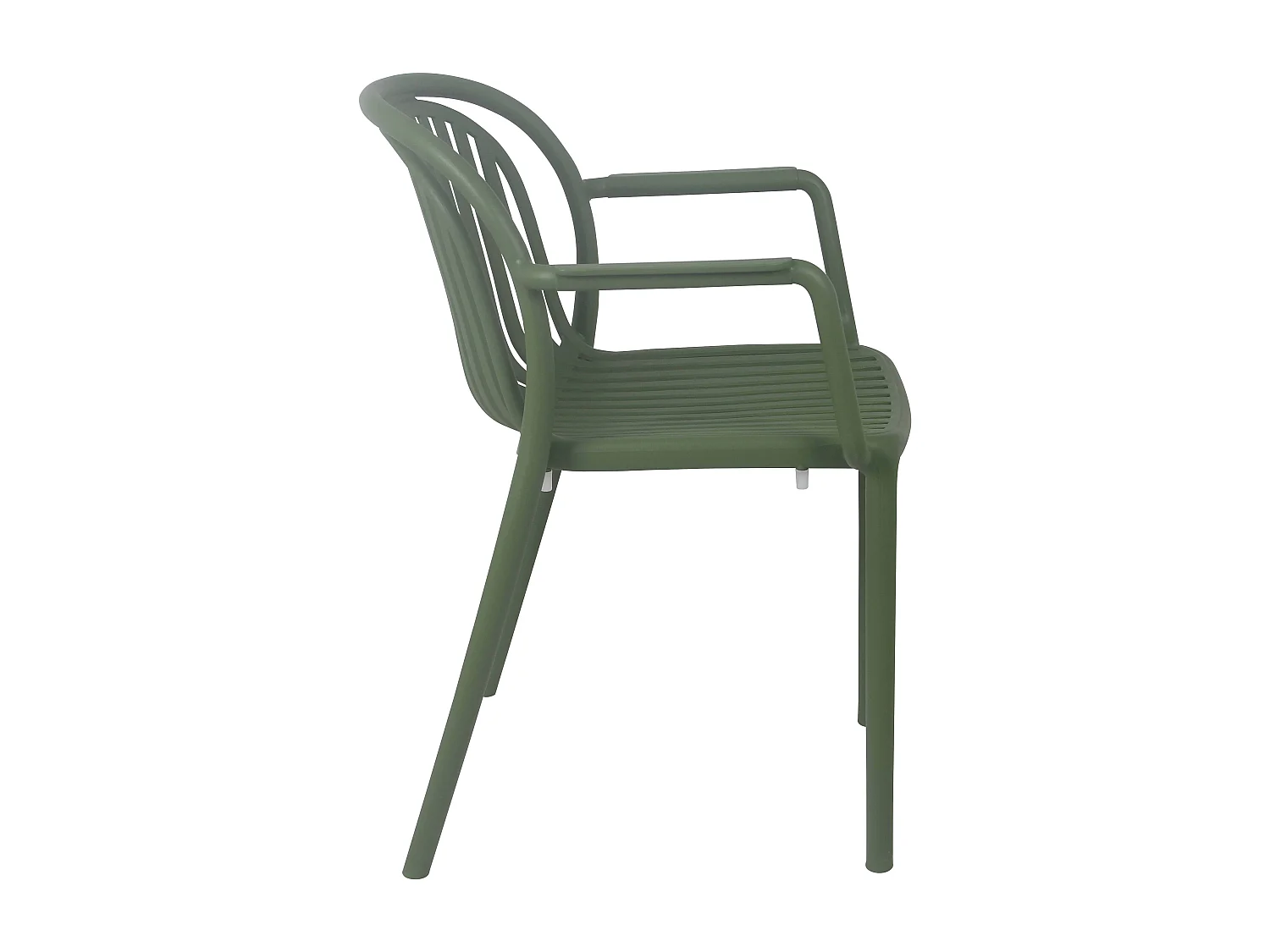 Lot de 4 fauteuils en plastique vert olive