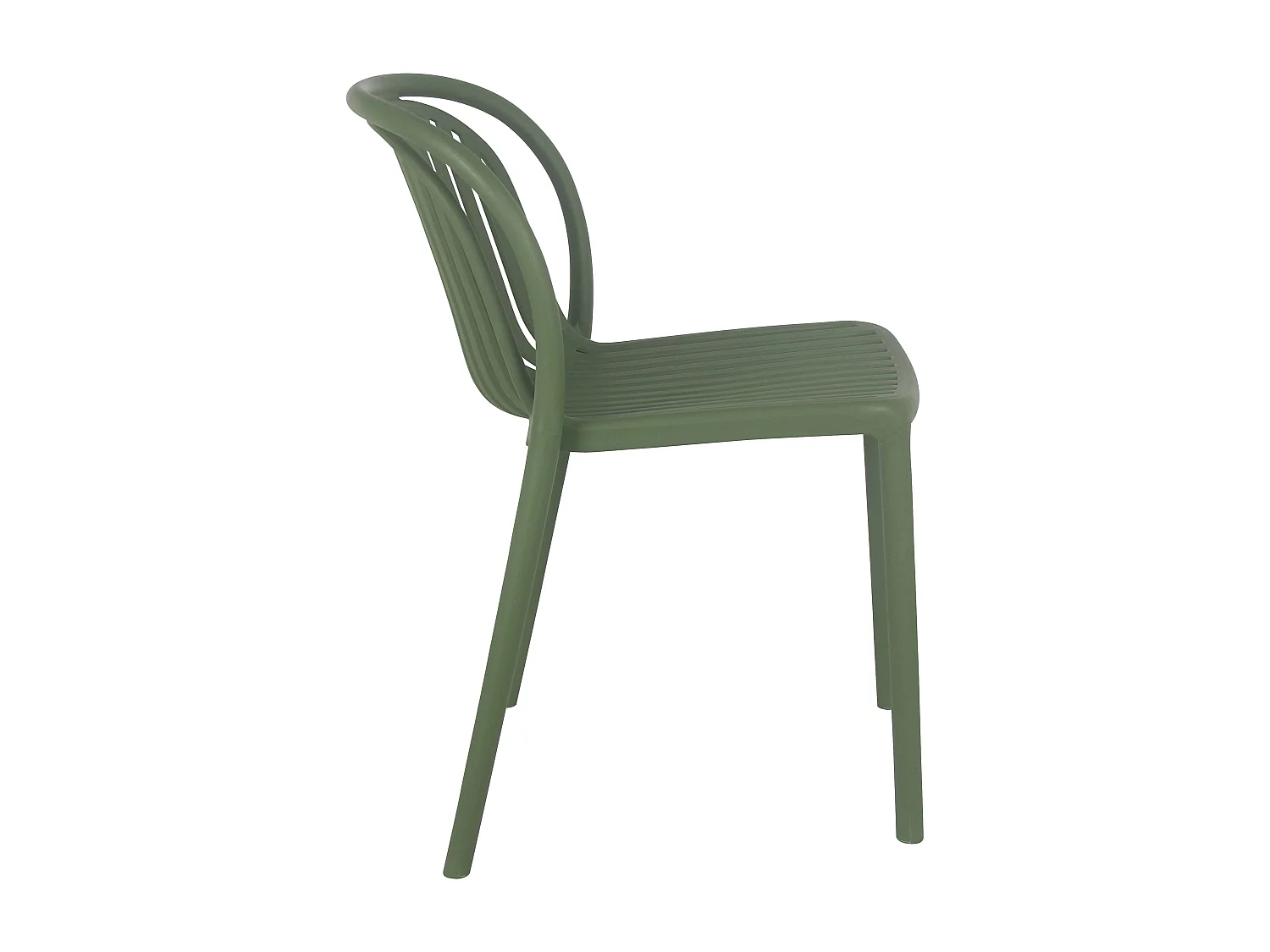 Lot de 4 chaises de terrasse en plastique vert olive