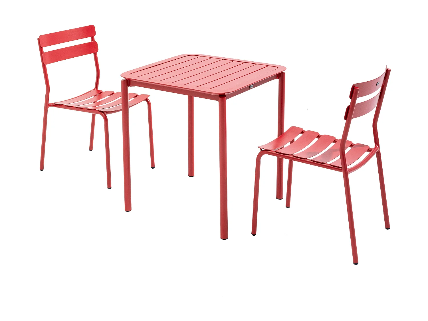 Ensemble table de terrasse 70cm et 2 chaises rouge foncé