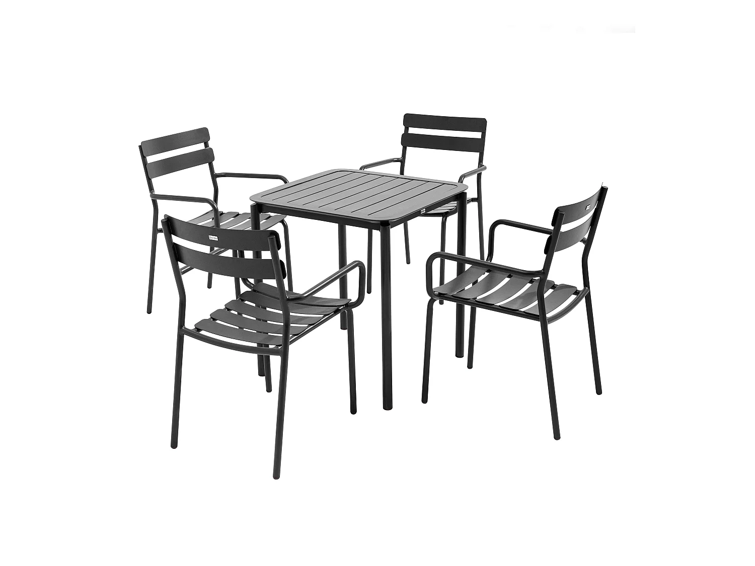 Ensemble table de terrasse 70cm et 4 fauteuils noir