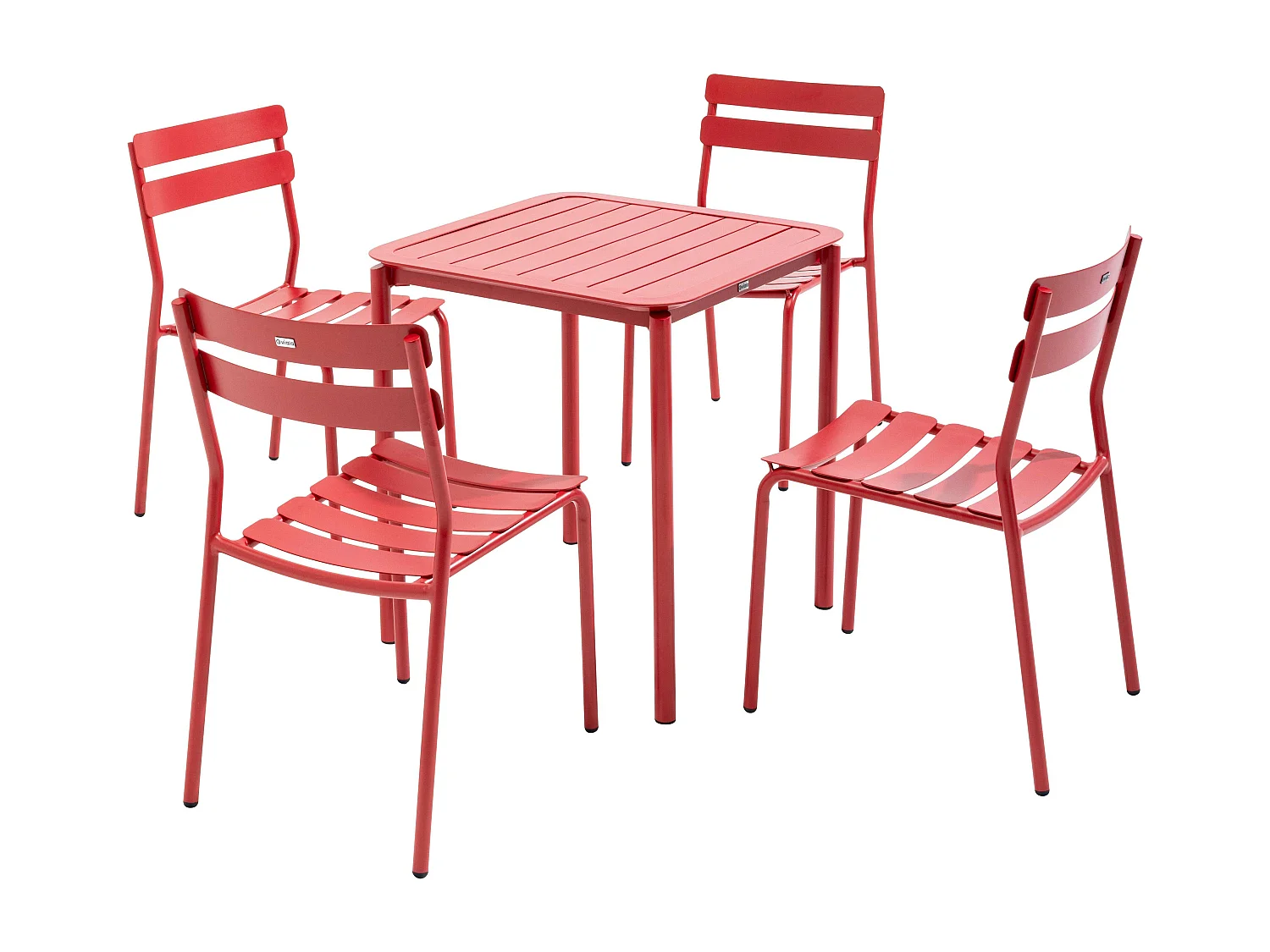 Ensemble table de terrasse 70cm et 4 chaises rouge foncé