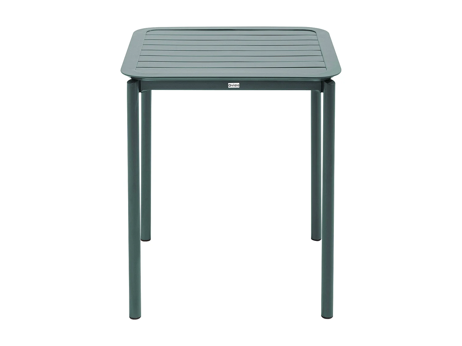 Vierkante terrastafel (70 x 70cm) met 4 donkergroene armstoelen