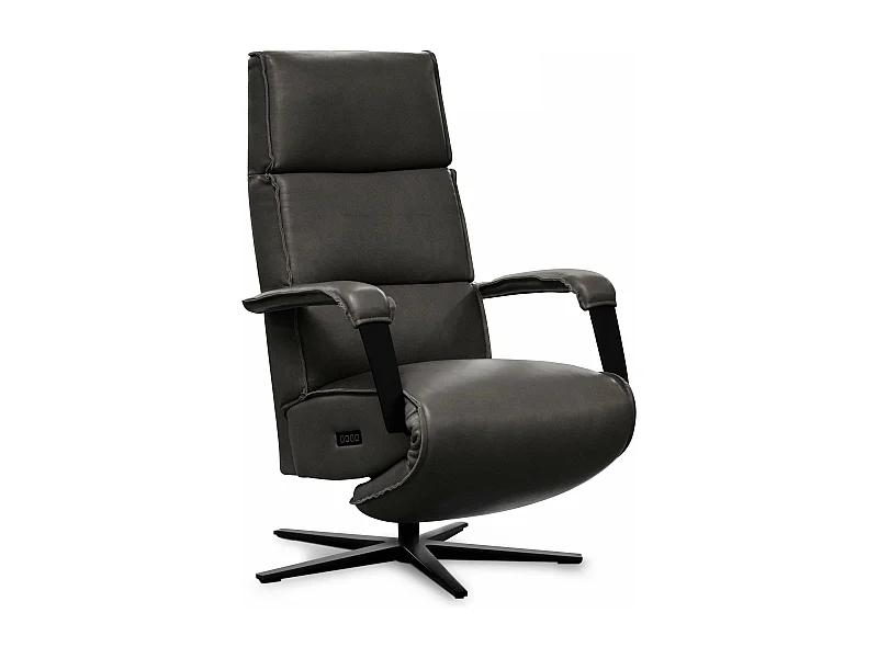 Elektrische relaxfauteuil in zwart leer