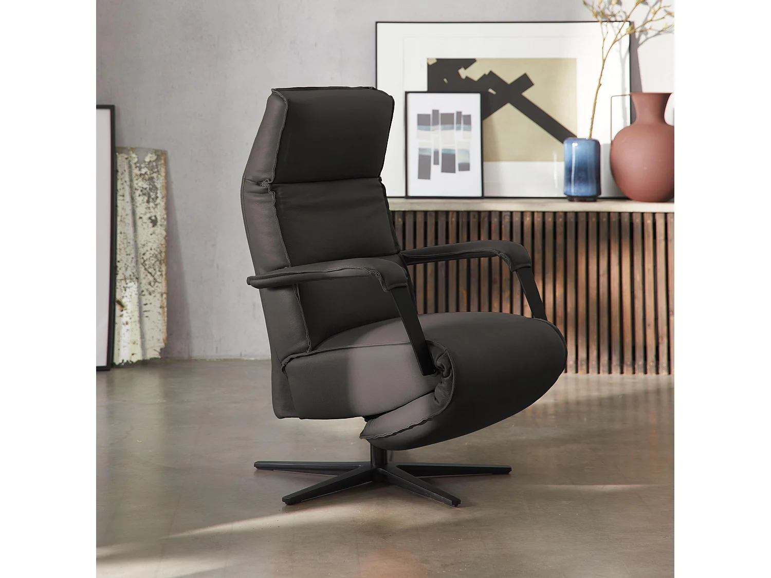 Fauteuil de relaxation électrique en cuir noir