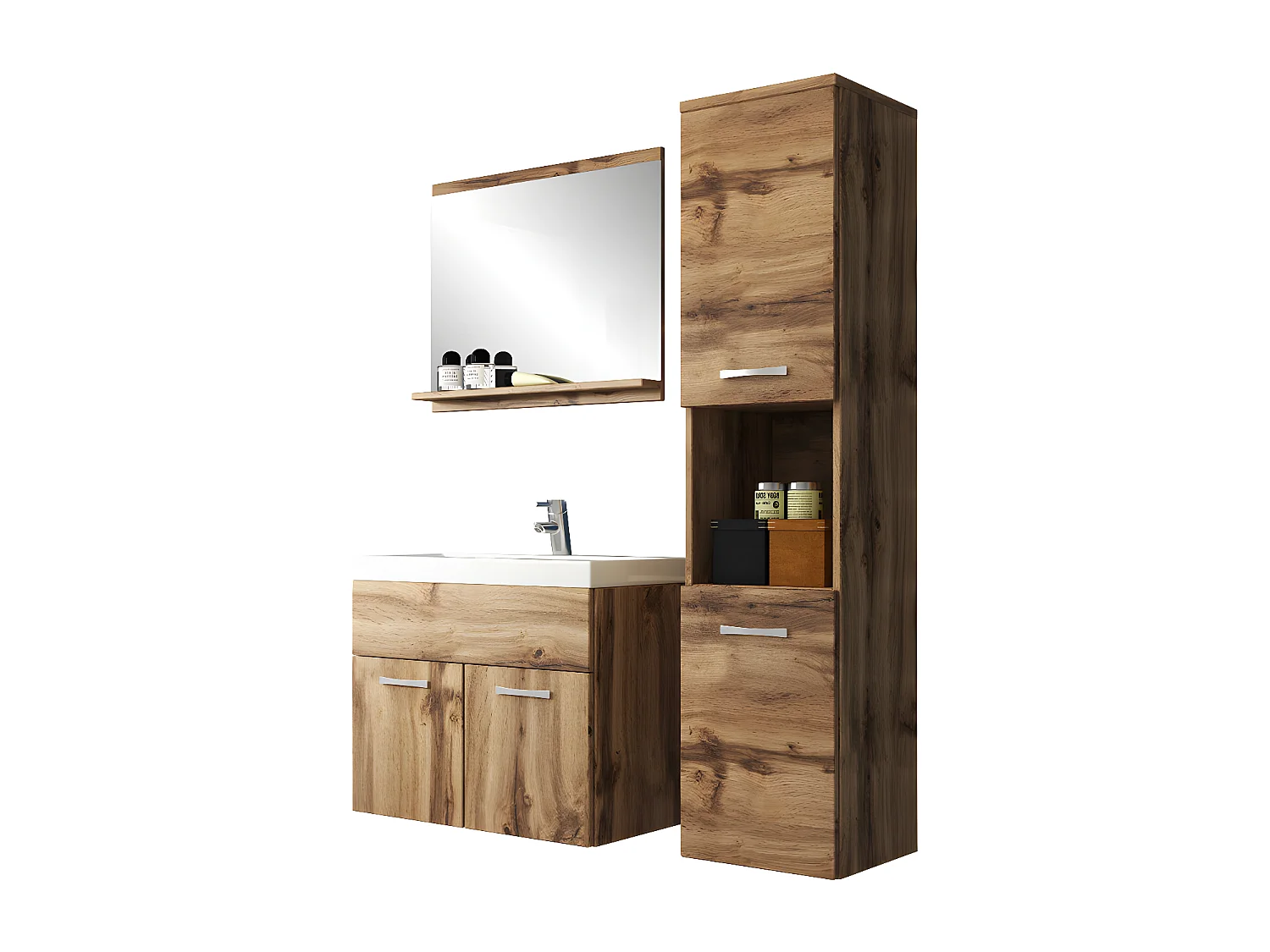 Ensemble de meubles de salle de bain - chêne wotan - Sillali petit