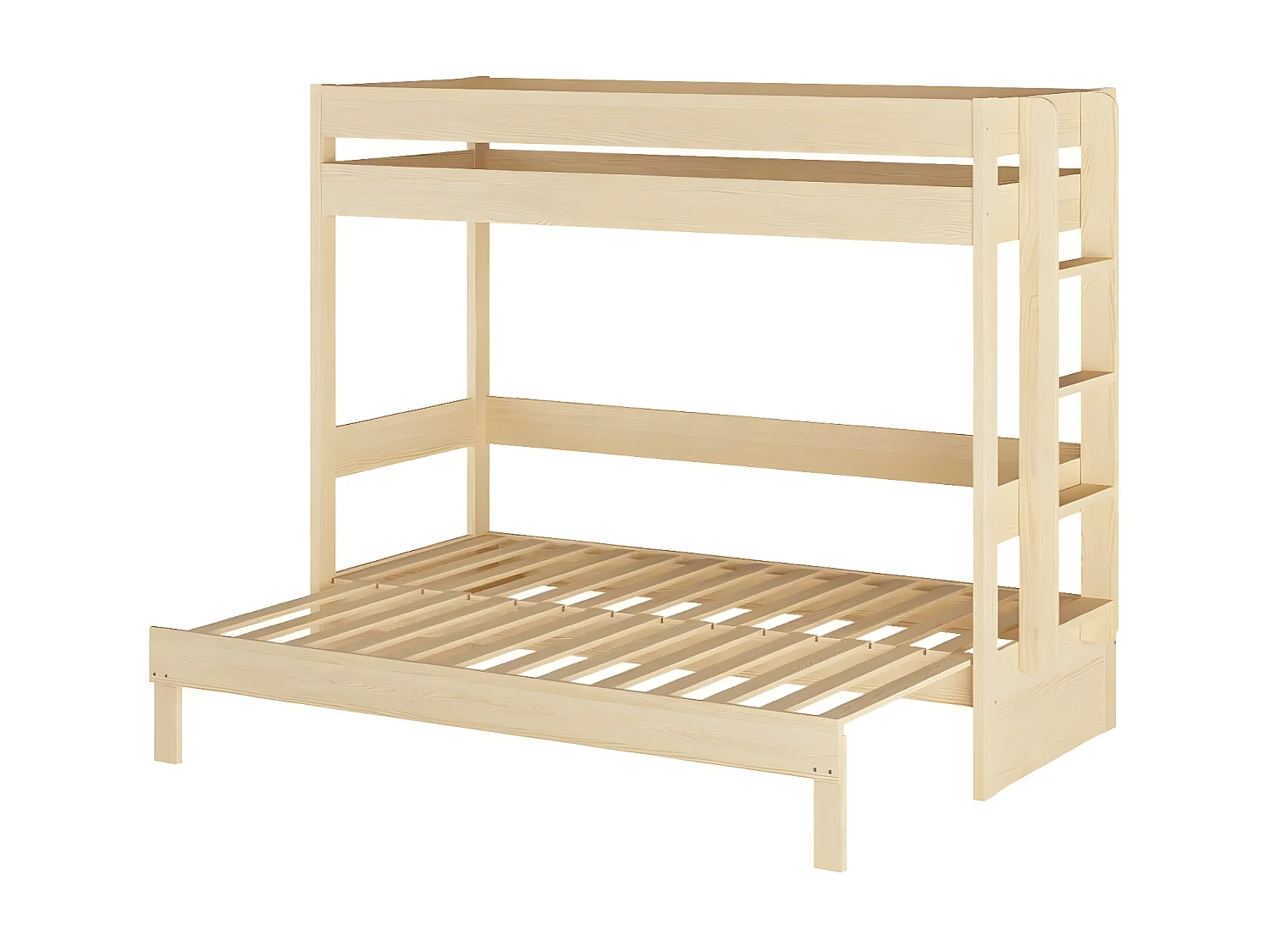 Lit superposé gigogne 80x200 cm bois massif bois naturel RAVI