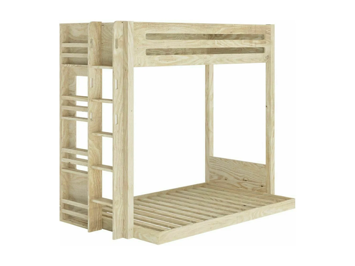 Pack lit superposé Montessori avec matelas 120x190 cm bois massif bois naturel ISA