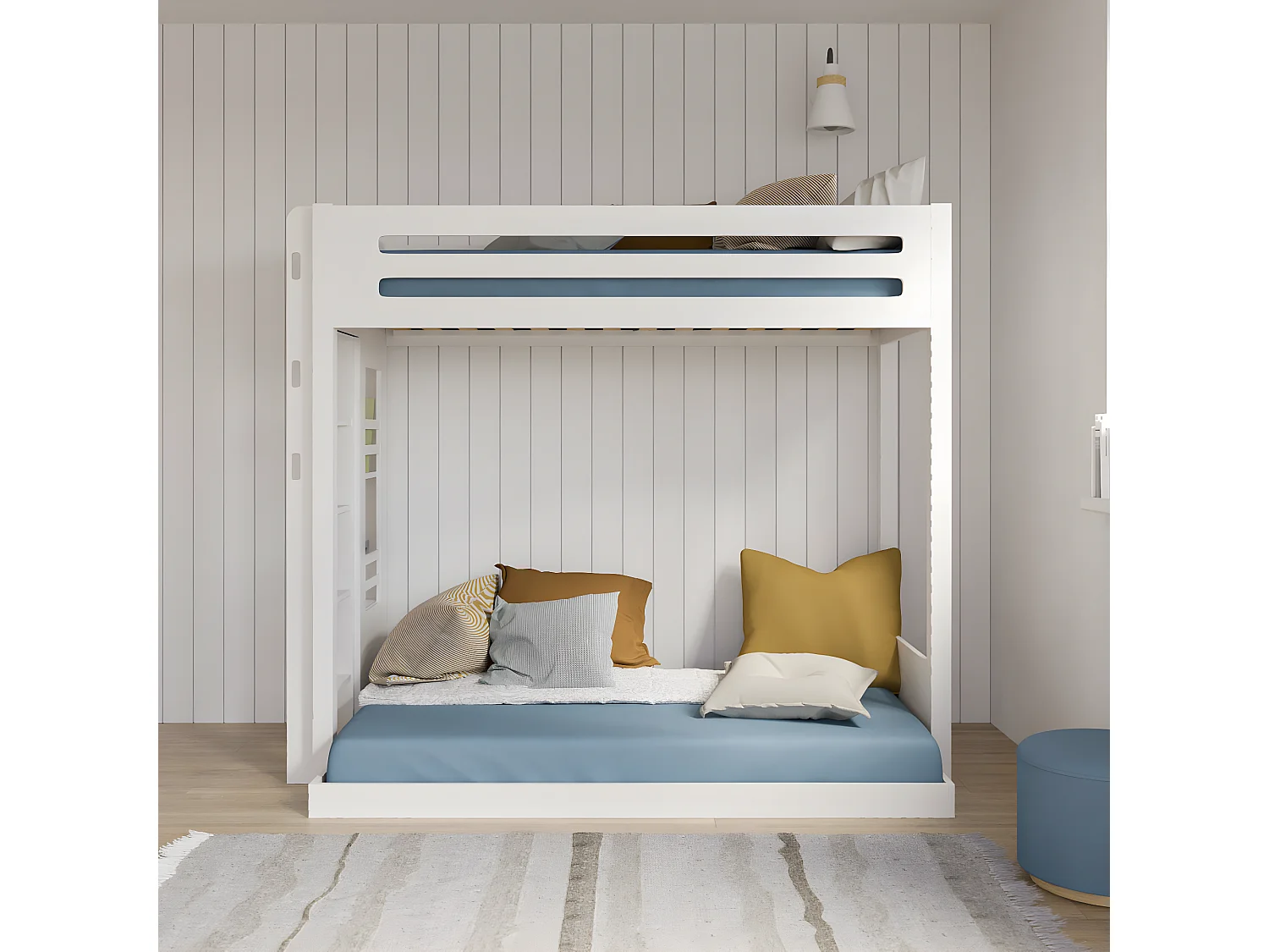 Pack lit superposé Montessori avec matelas 120x190 cm bois massif bois naturel ISA