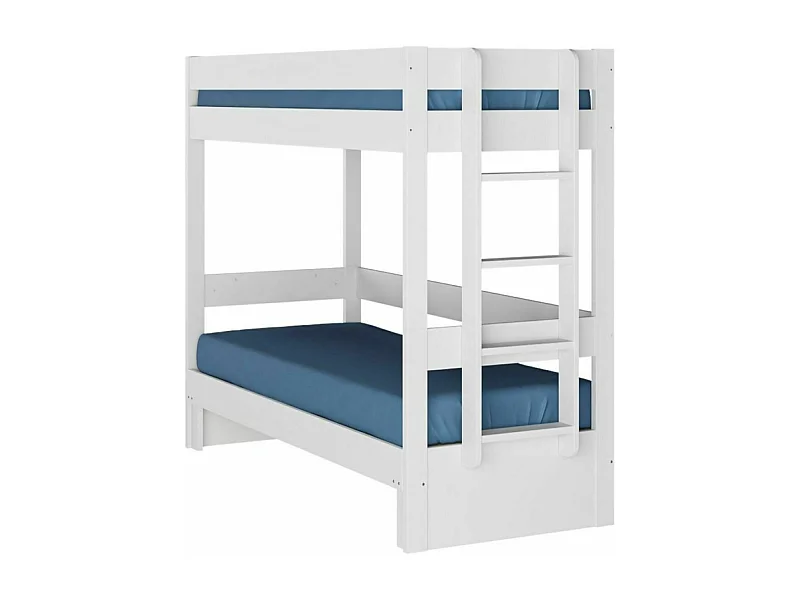 Lit superposé gigogne 80x200 cm bois massif blanc RAVI