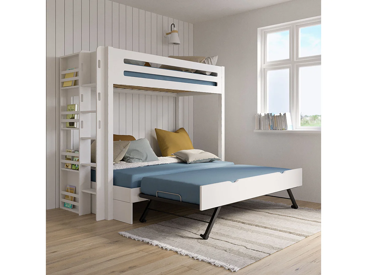 Lit superposé 4 places 120x190 cm bois massif blanc ISA