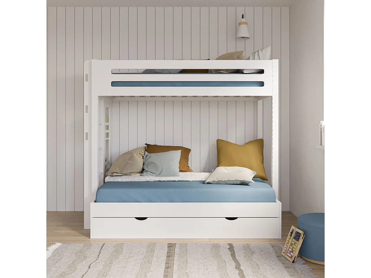Lit superposé 4 places 120x190 cm bois massif blanc ISA