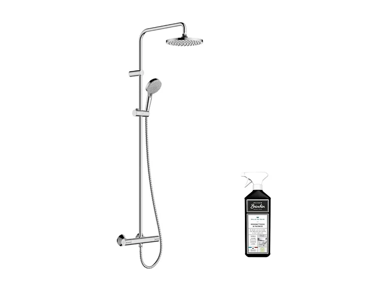 Colonne de douche thermostatique HANSGROHE Vernis Blend 200 Chromé + nettoyant Briochin