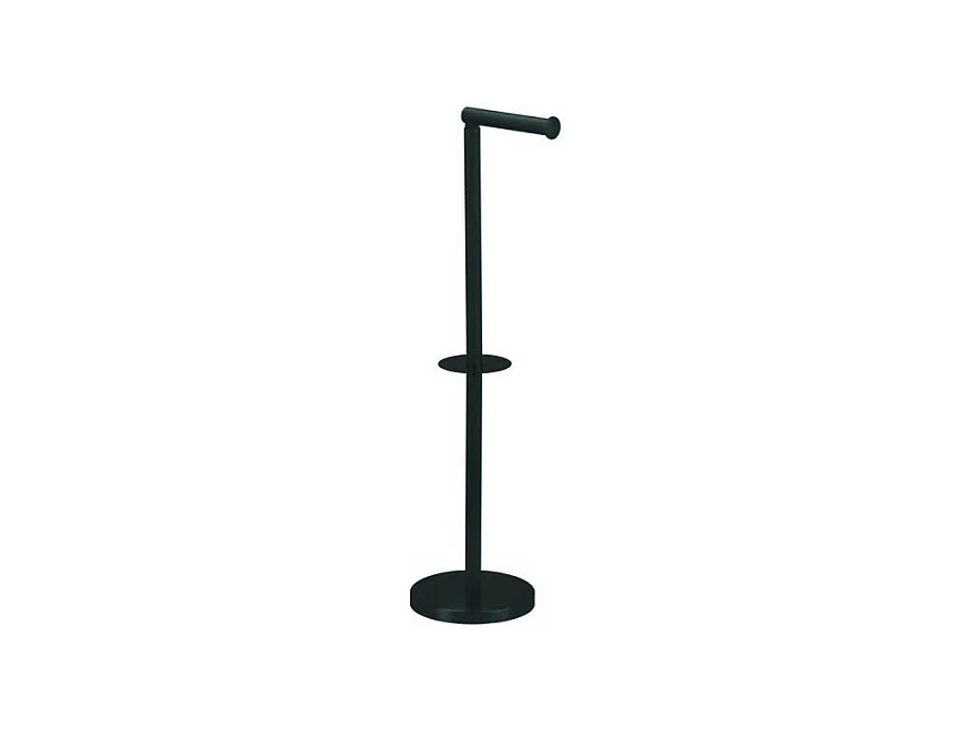 Porte Rouleau Papier Wc sur pied avec system reserve top tournable sur socle Acier Noir mat MSV