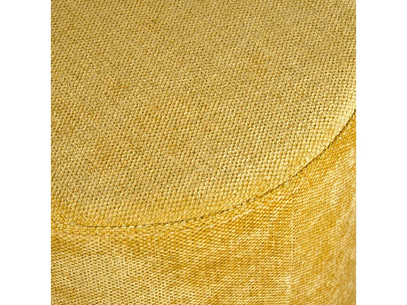Pouf / Repose pieds rond en tissu doux jaune D. 33 cm - ELLIE