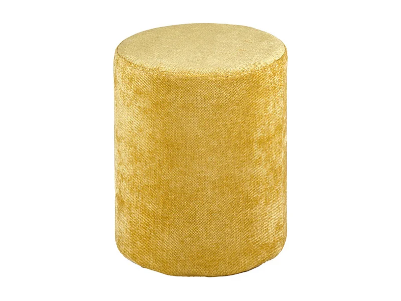 Pouf / Repose pieds rond en tissu doux jaune D. 33 cm - ELLIE