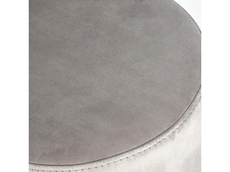 Pouf / Repose pieds rond en velours lisse gris D. 33 cm - ELLIE