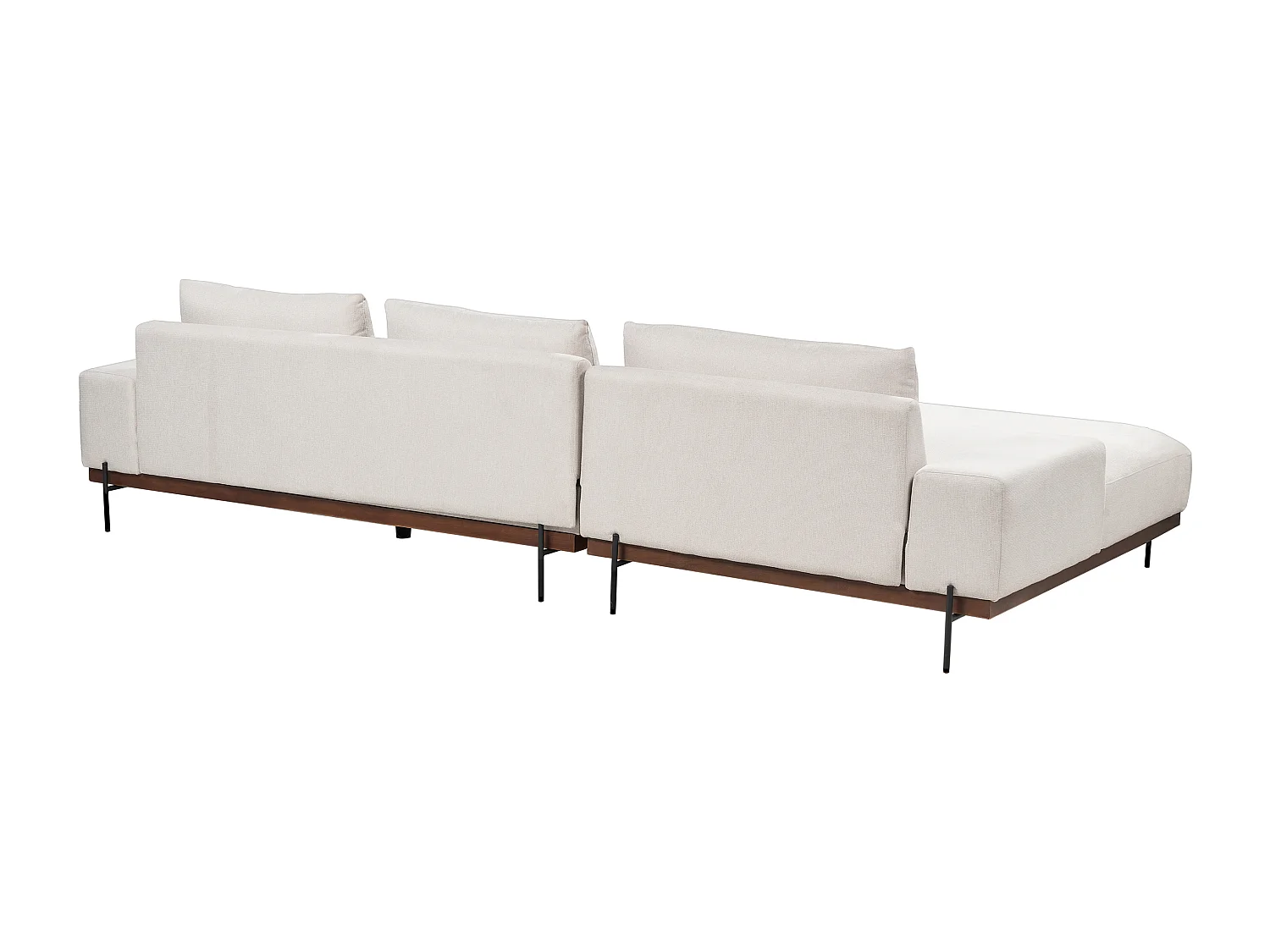 Canapé d'Angle à gauche Style Minimaliste 3 Places en Tissu Beige et Pieds Métal Mariferd